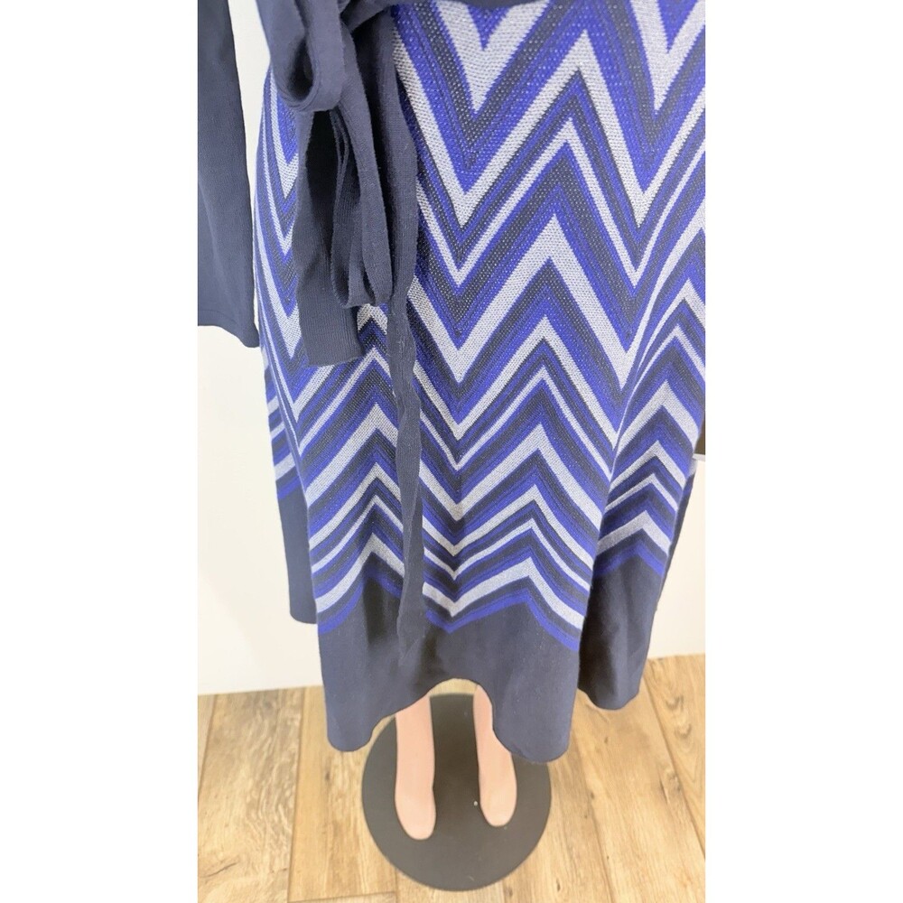 Taylor Blue Feminine Belted Knit Midi Sweater Dress Size Large - Picture 8 of 16